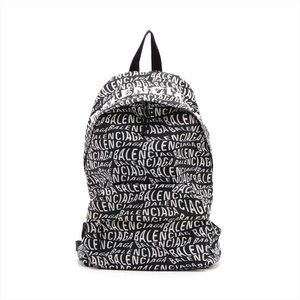 BALENCIAGA Black/White Nylon Wave Logo Backpack